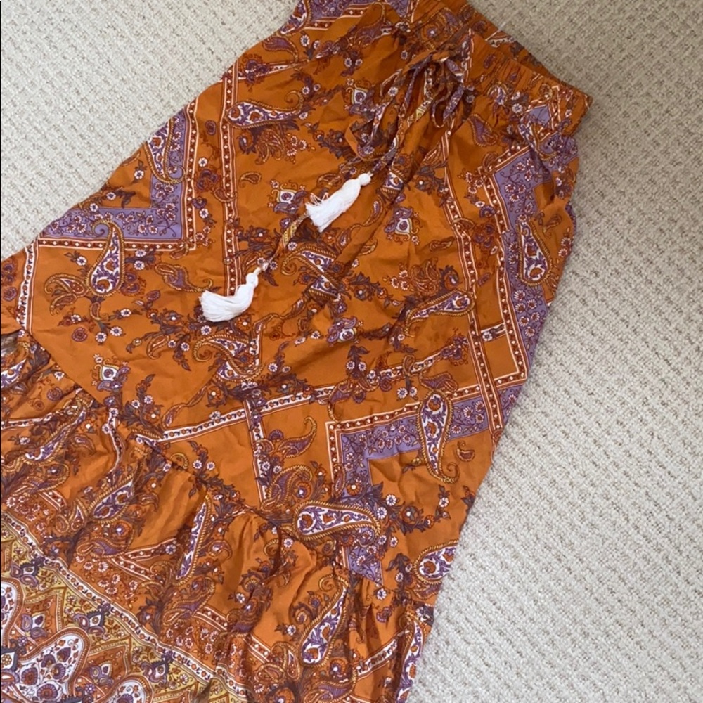 Boho Maxi Skirt orange and pink
